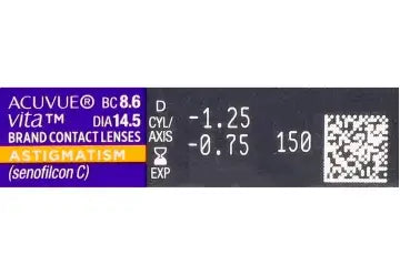 Acuvue Vita Lentilles mensuelles toriques, 6 unités