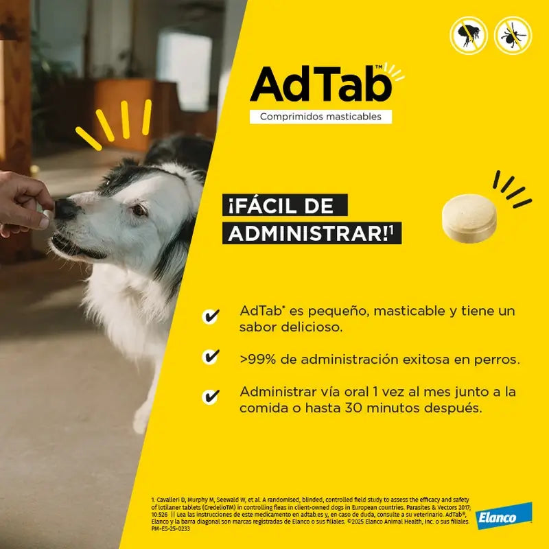 AdTab 112Mg Comprimés à croquer Chiens 2,5-5,5Kg, 3Cpd