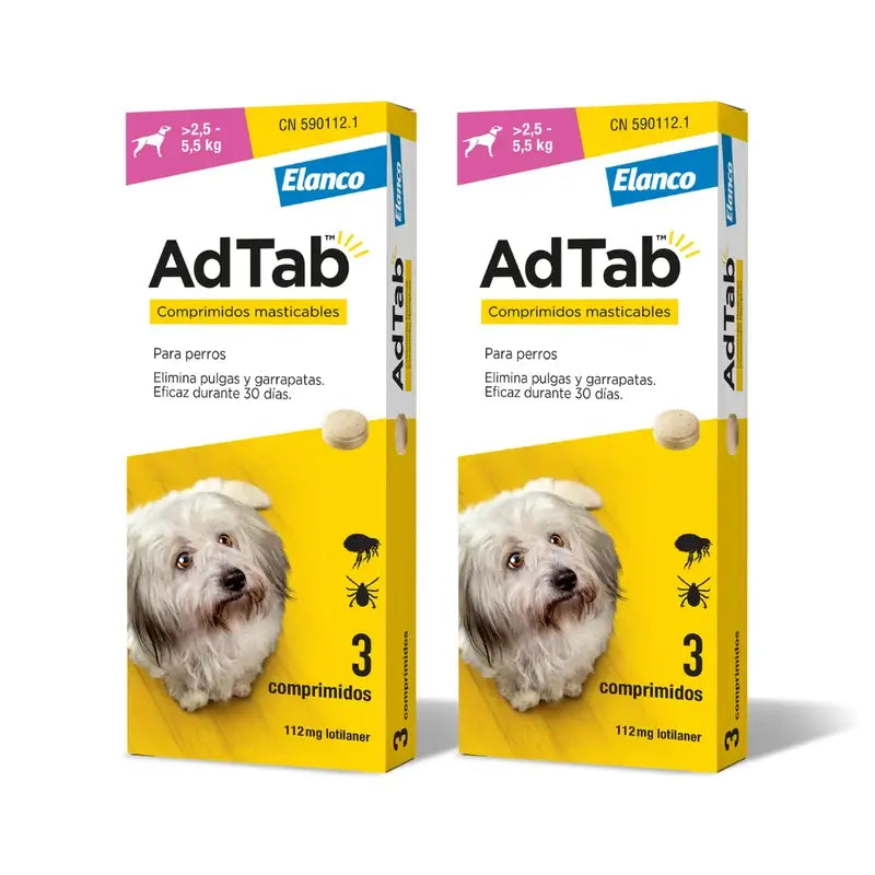Adtab 112Mg Comprimés à Croquer Chiens 2,5-5,5Kg, 6 Comprimés