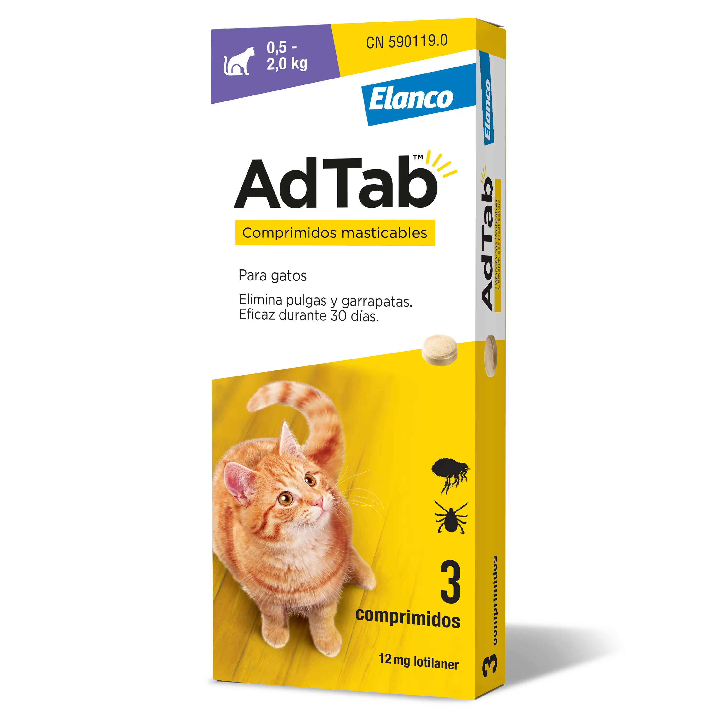 AdTab 12Mg Chewable Tablets Cats 0,5-2Kg, 3Cpd