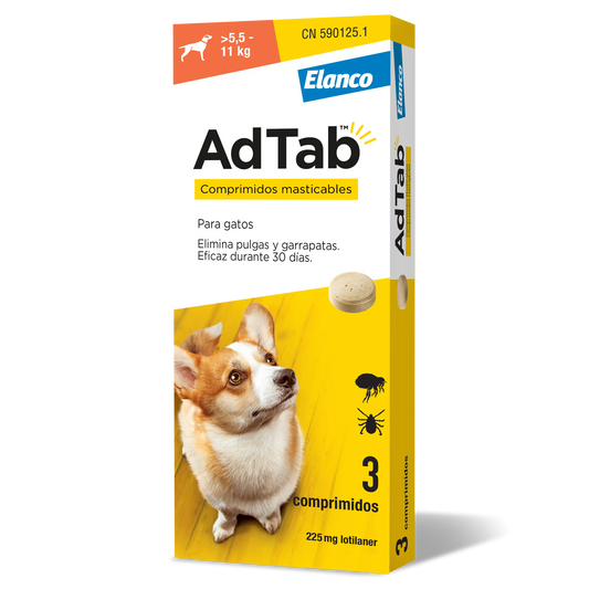 AdTab 225Mg Chewable Tablets Dogs 5,5-11Kg, 3Cpd