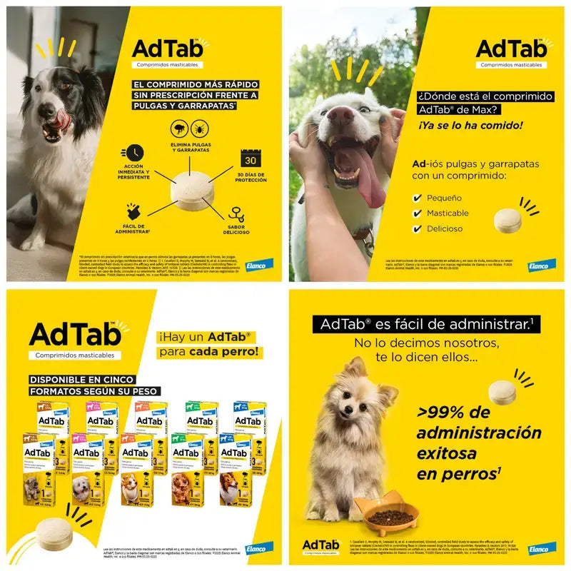 Adtab 450Mg Comprimés à Croquer Chiens 11-22Kg, 2 Comprimés