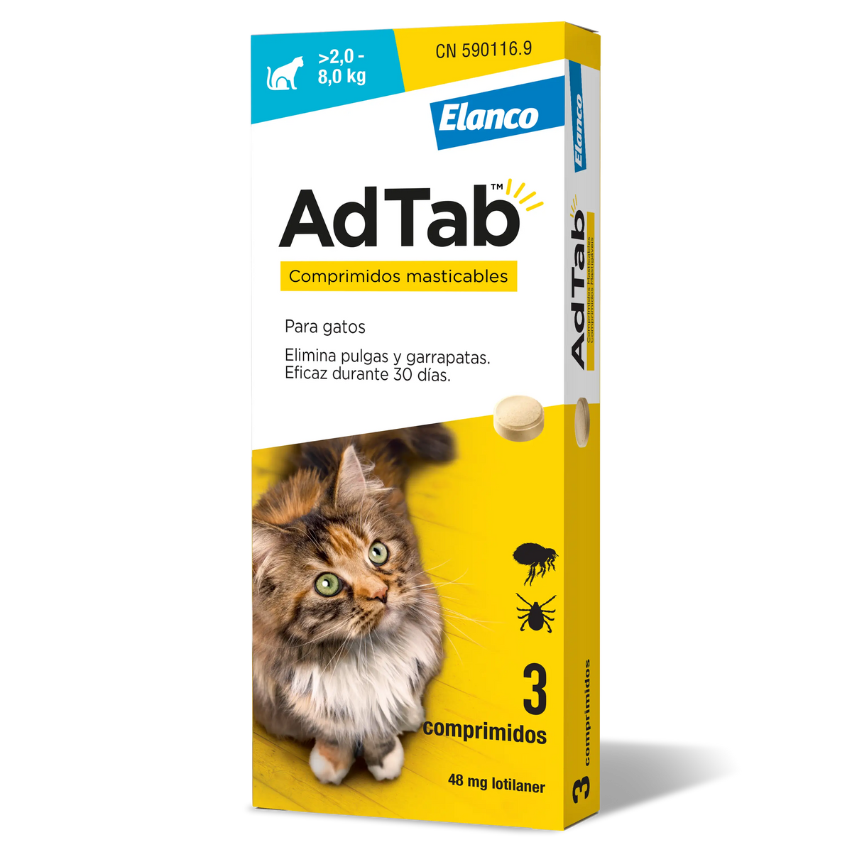 AdTab 48Mg Chewable Tablets Cats 2-8Kg, 3Cpd