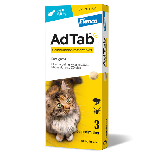 AdTab 48Mg Chewable Tablets Cats 2-8Kg, 3Cpd