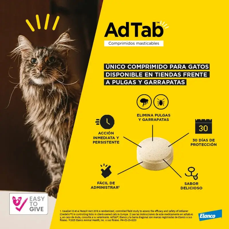 Adtab 48Mg Comprimés à Croquer Chats 2-8Kg, 2 Comprimés