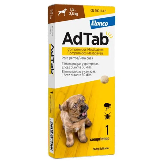 AdTab 56Mg Chewable Tablets Dogs 1,3-2,5Kg, 1Cpd