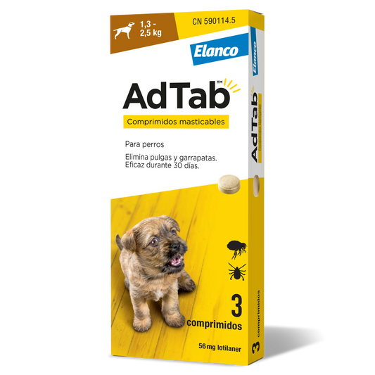 AdTab 56Mg Chewable Tablets Dogs 1,3-2,5Kg, 3Cpd