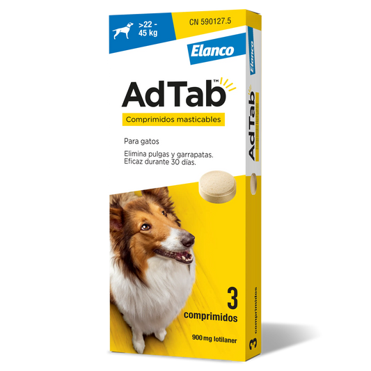 AdTab 900Mg Chewable Tablets Dogs 22-45Kg, 3Cpd