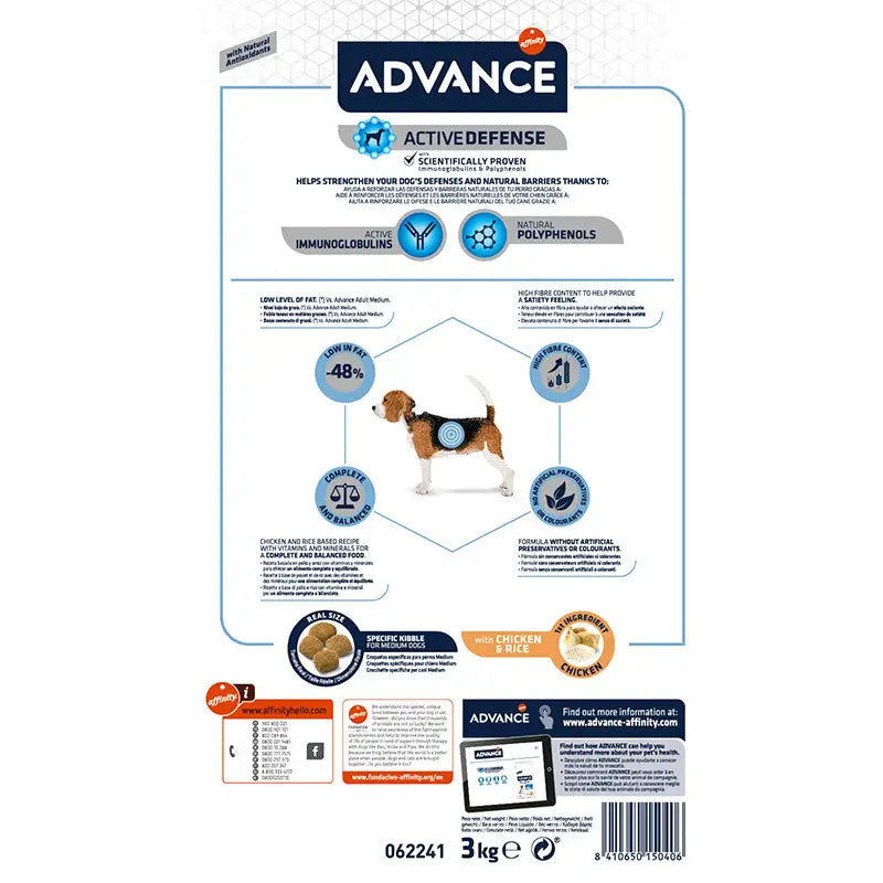 Advance Canine Adult Light Medium Chicken 3kg, dog food for dogs
