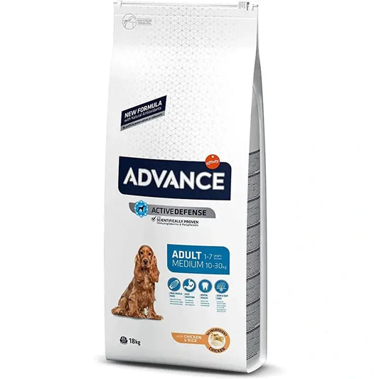 Advance Canine Adult Medium Chicken Rice 18Kg, nourriture pour chiens