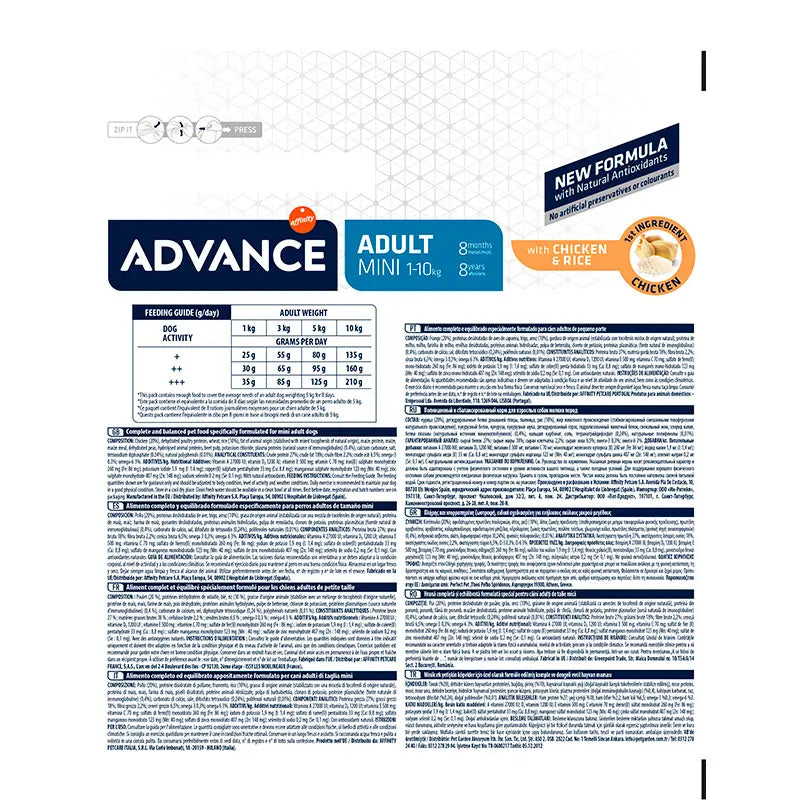 Advance Canine Adult Mini Chicken Rice 1,5Kg, nourriture pour chiens