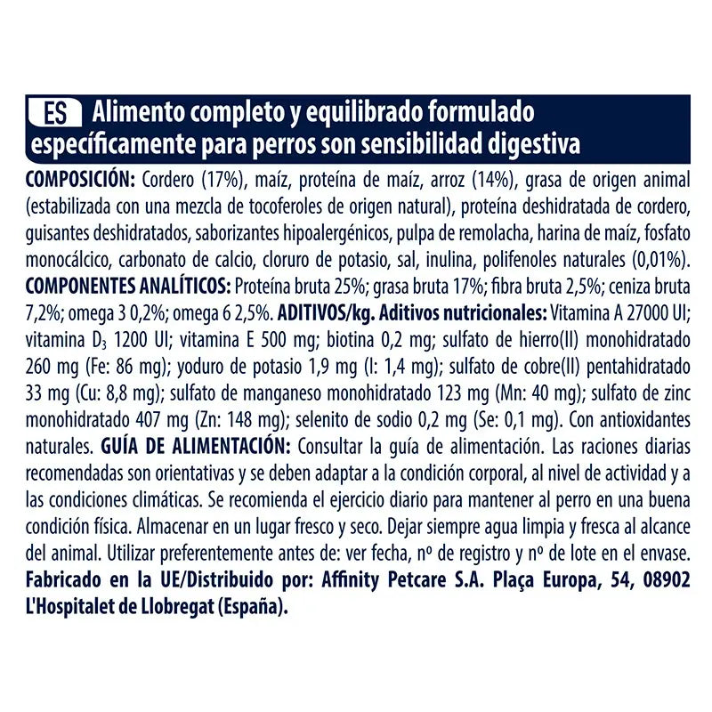 Advance Canine Adult Sensitive Lamb Rice 12Kg, nourriture pour chiens