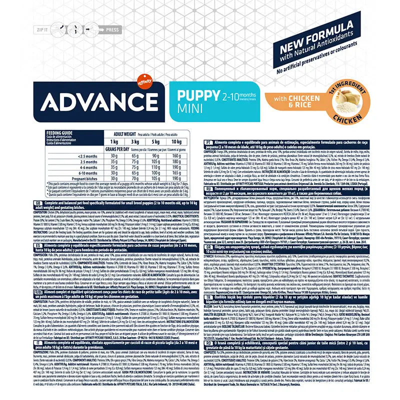 Advance Canine Puppy Mini Chicken Rice 3Kg, nourriture pour chiens