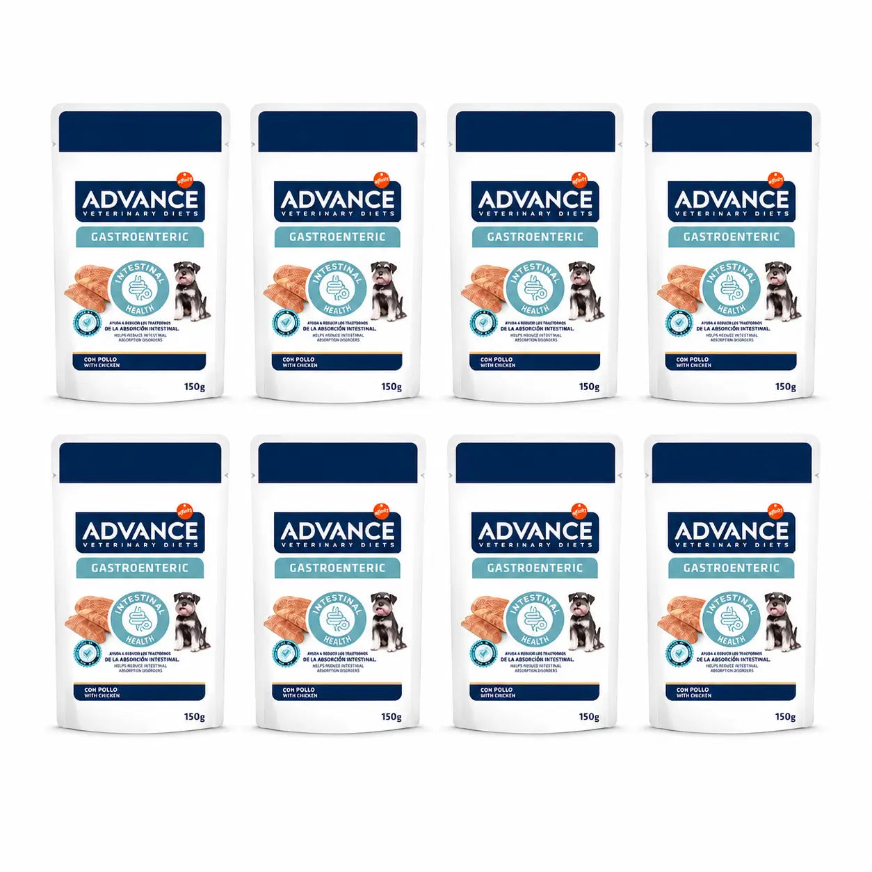 Advance Nourriture humide favorisant la santé intestinale pour chiens de petite taille, portions individuelles, 8 x 150 g