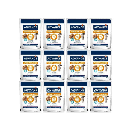 Advance Weight Balance - Nourriture humide pour chats, portions individuelles, 12 x 85 g