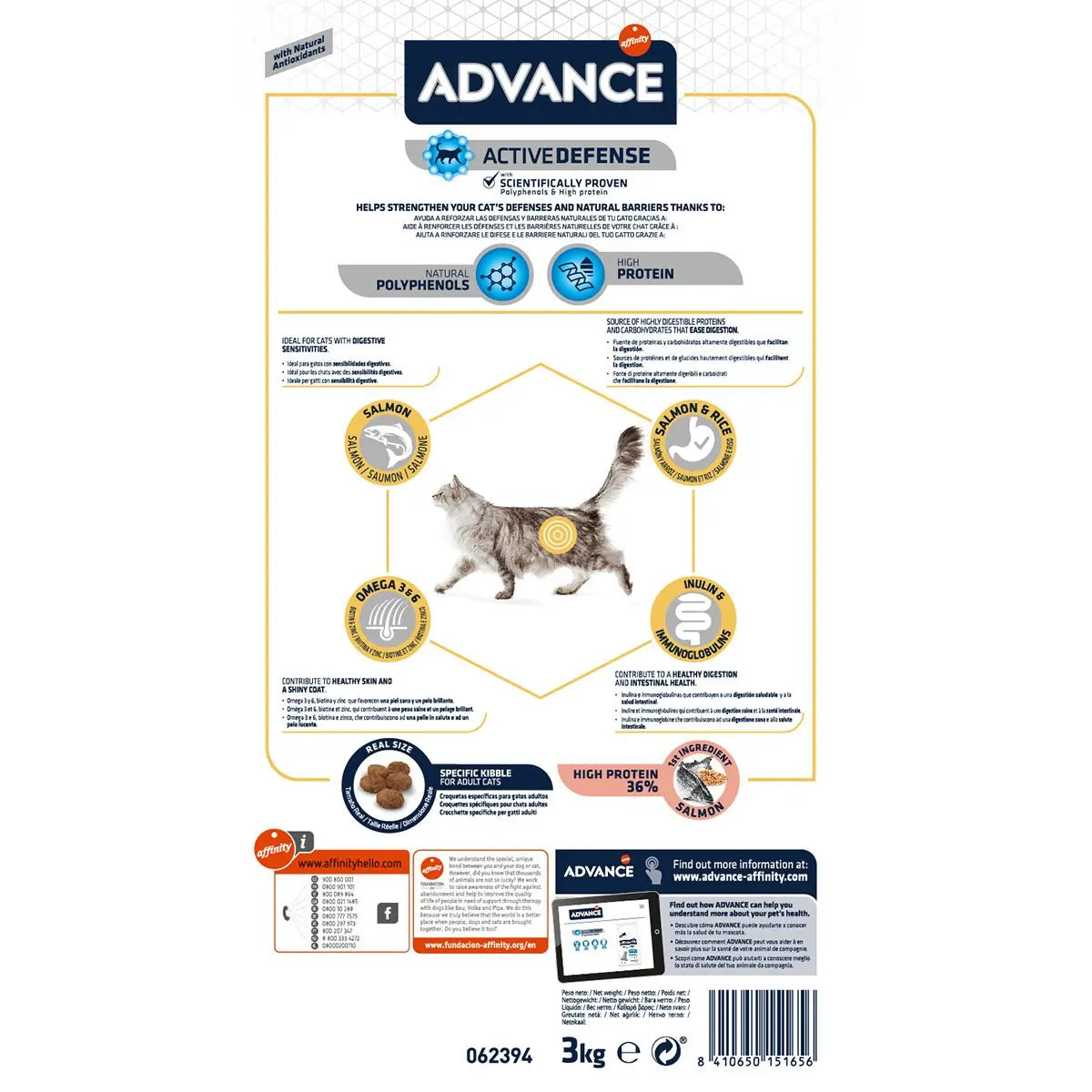 Advance Feline Adult Riz au saumon 3kg.