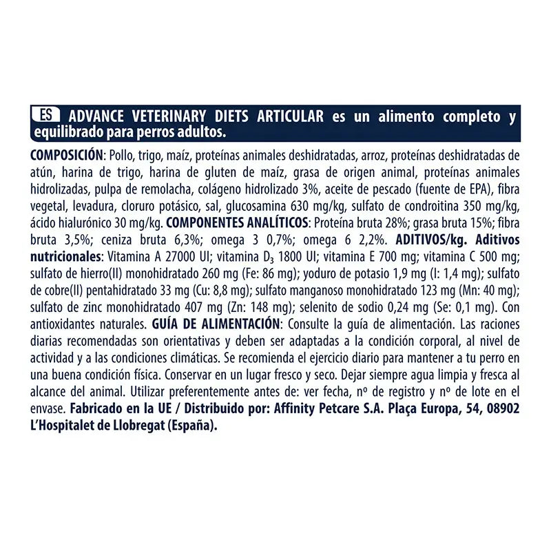 Advance Vet Canine Adult Articular Care 12Kg, pienso para perros