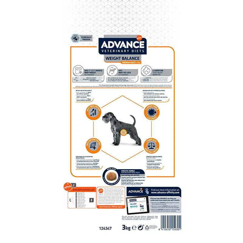 Advance Vet Canine Adult Weight Bal. 3Kg, nourriture pour chiens