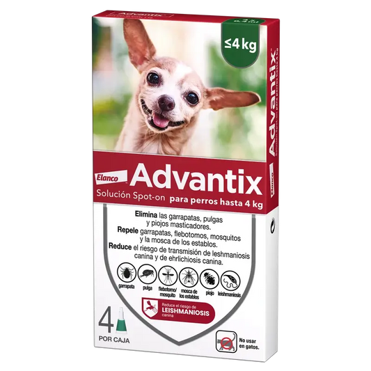 Pipettes antiparasitaires Advantix pour chiens jusqu'à 4 kg 4 unités X 0,4 ml