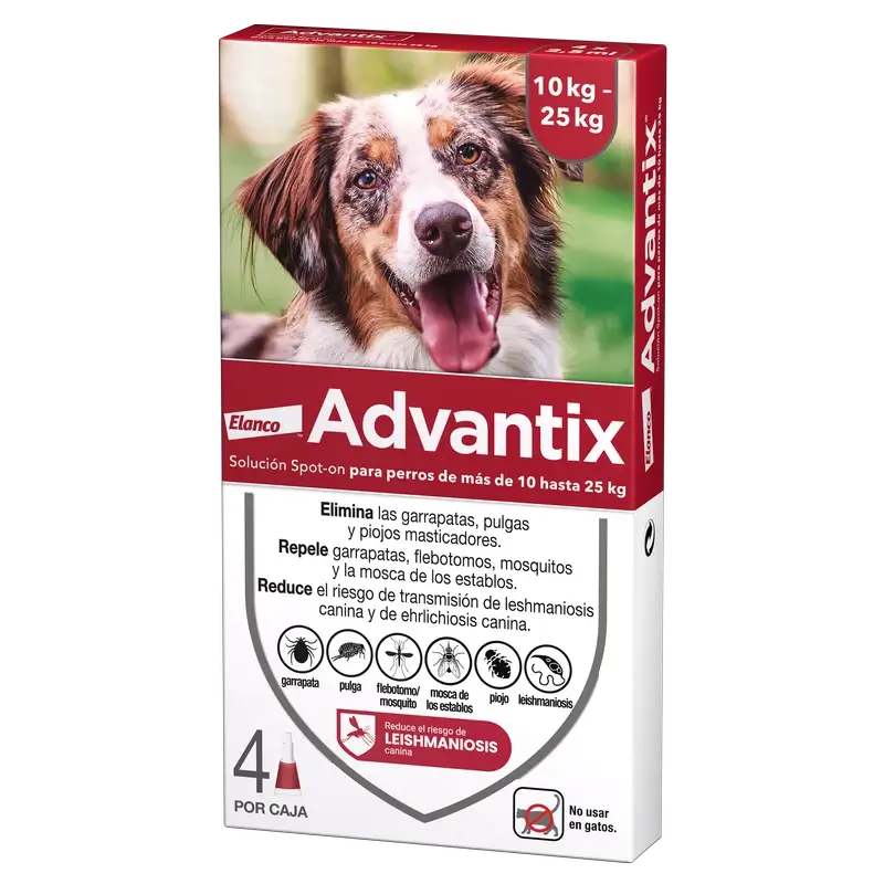 Pipettes antiparasitaires Advantix pour chiens de 10 à 25 kg 4pcs x 2.5 ml