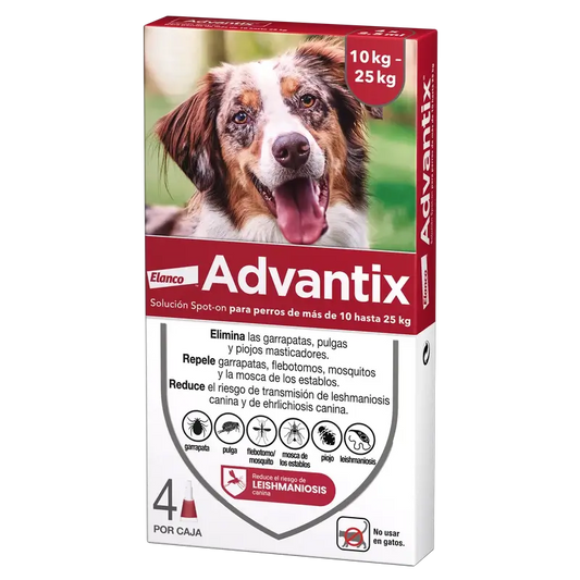 Pipettes antiparasitaires Advantix pour chiens de 10 à 25 kg 4pcs x 2.5 ml