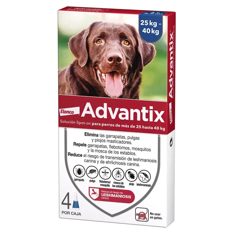Pipettes antiparasitaires Advantix pour chiens +25 Kg 4pcs x 4 ml