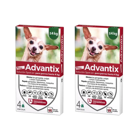 Pipettes antiparasitaires Advantix pour chiens jusqu'à 4 kg, 8 unités de 0,4 ml
