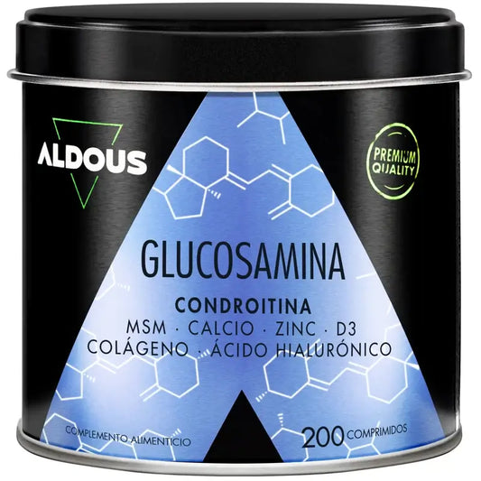 Aldous Bio Glucosamine, Chondroïtine, Msm, Collagène, Acide Hyaluronique, Zinc, Calcium & Vitamine D3 , 200 comprimés