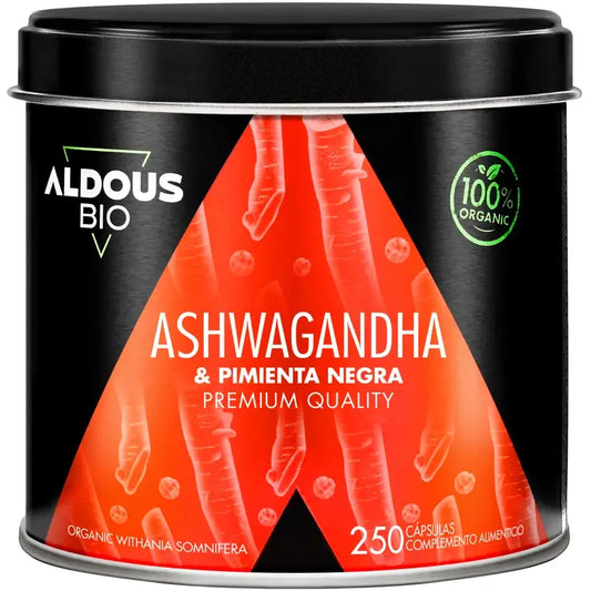 Aldous Bio Racine d'Ashwagandha au Poivre Noir , 250 gélules
