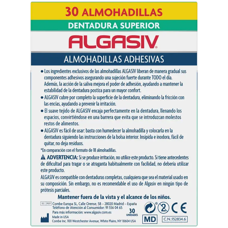 Algasiv Adhesive Pads Upper Prosthesis 30 unités
