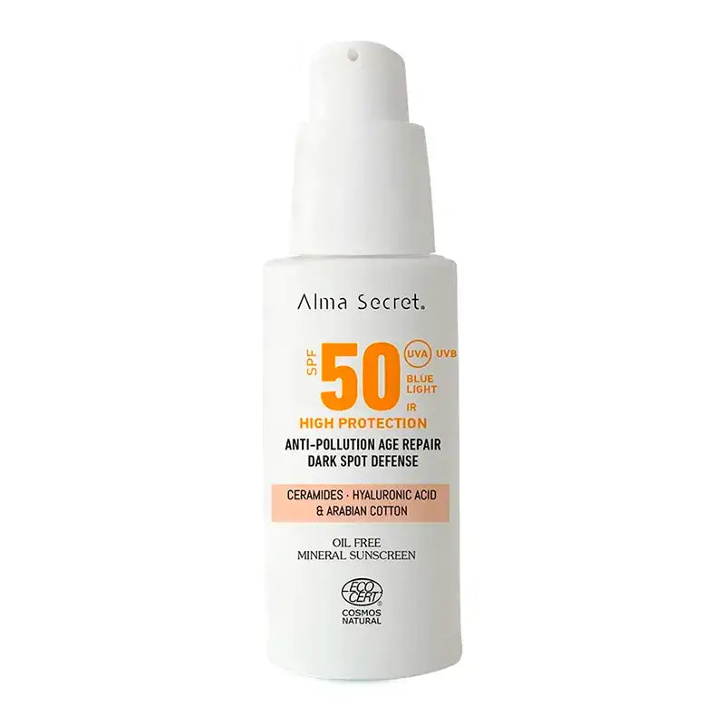 Alma Secret Solar Facial Natural Sunscreen Spf 50 With Ceramides, Anti-Blemish And Oil-Free (Colour : Sand)