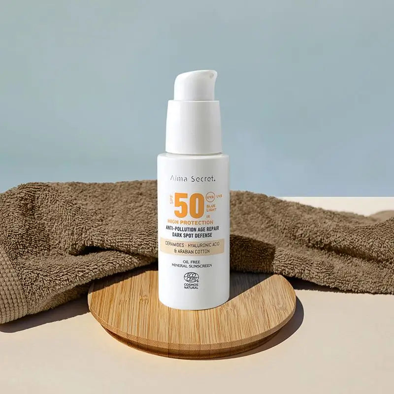 Alma Secret Solar Facial Natural Sunscreen Spf 50 With Ceramides, Anti-Blemish And Oil-Free (Colour : Sand)