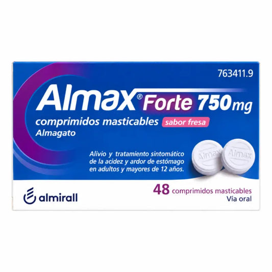 Almax forte 750 mg arôme fraise, 48 comprimés à croquer