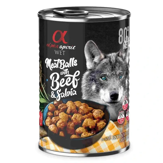 Alpha Spirit Canine Meatballs Boulettes de viande de boeuf Sage Box 6X400Gr