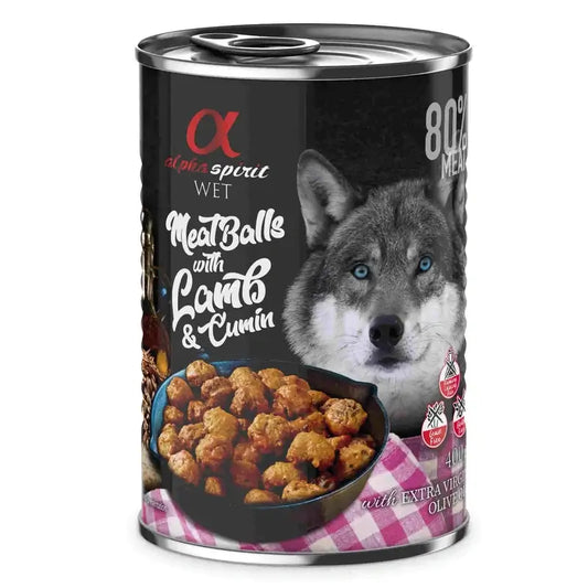 Alpha Spirit Canine Boulettes d'Agneau Albondigas Cumin Boîte 6X400Gr
