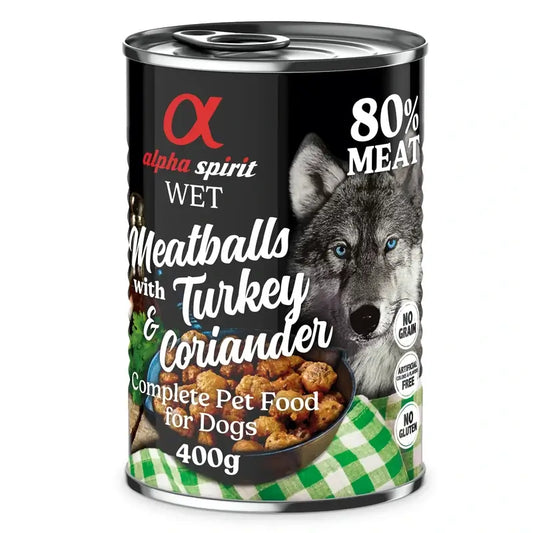 Alpha Spirit Canine Turkey Cilantro Meatballs 6X400Gr