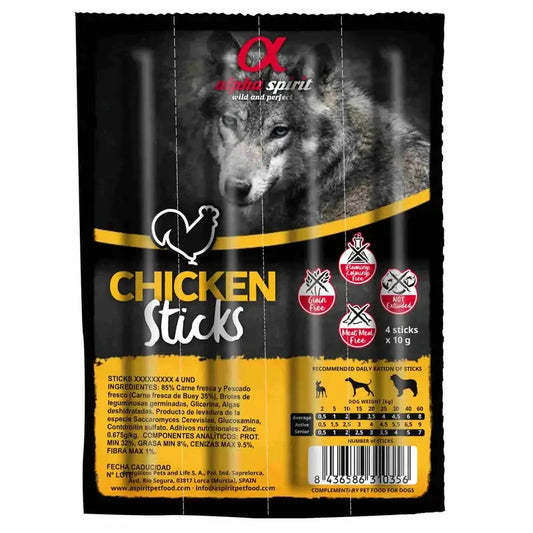 Alpha Spirit Canine Poulet en bâtonnets 16X4Portions
