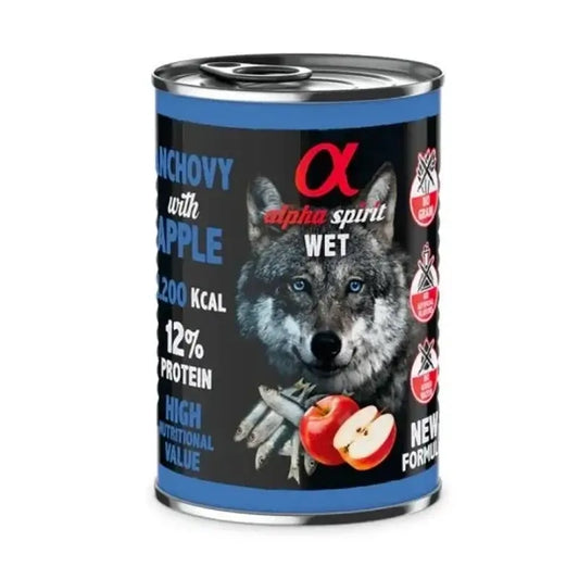 Alpha Spirit Canine Boqueron C/Red Apple Can 6X400Gr