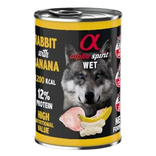 Alpha Spirit Canine Rabbit With Banana Can 6X400Gr