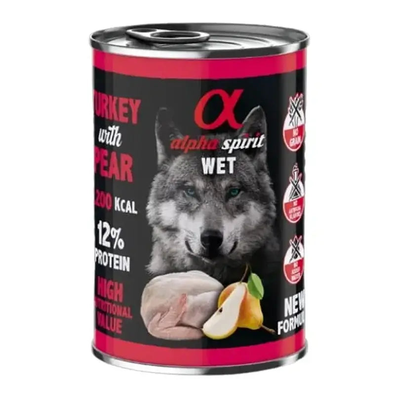 Alpha Spirit Canine Dinde avec poire 6X400Gr