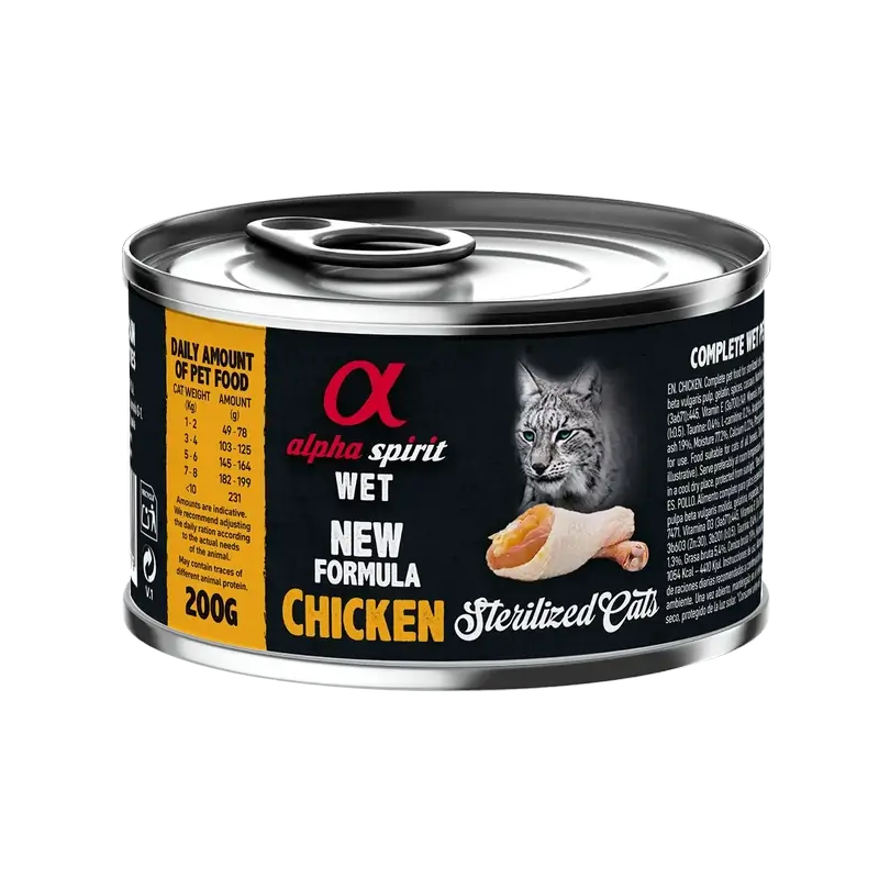 Alpha Spirit Feline Poulet stérilisé en boîte 6X200Gr