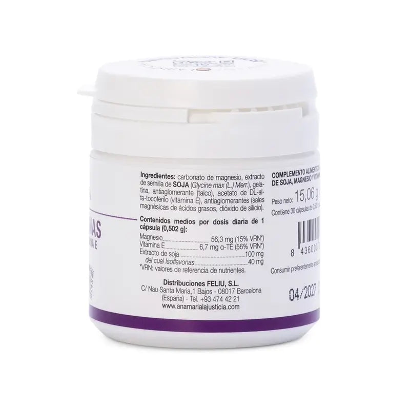 Ana Maria Lajusticia Isoflavones avec Magnésium + Vitamine E, 30 gélules