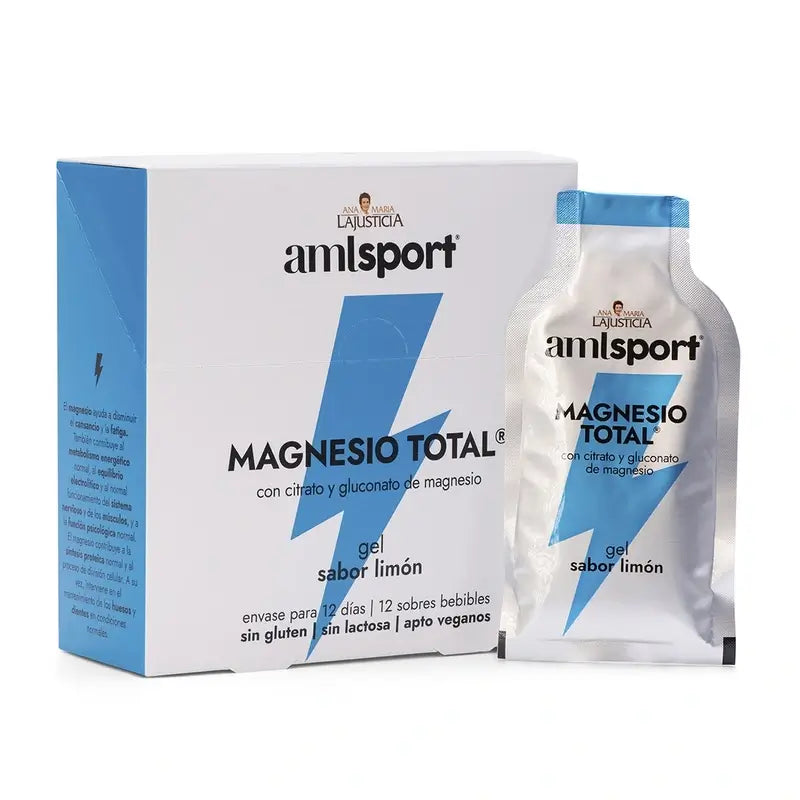 AML SPORT Magnésium Total gel goût citron, 12 sachets de 20 ml