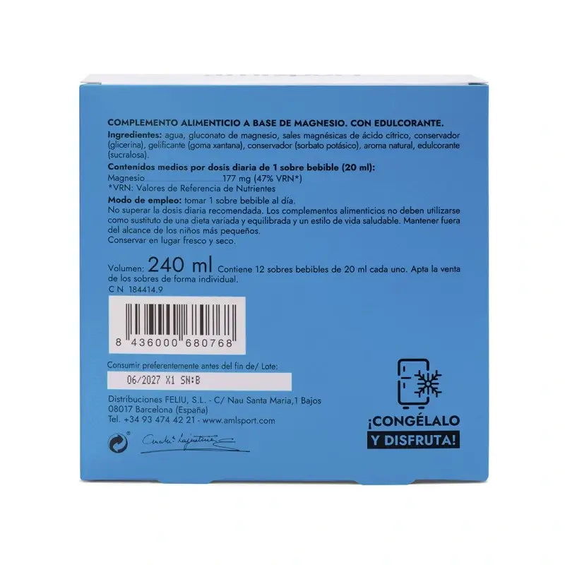 AML SPORT Magnésium Total gel goût citron, 12 sachets de 20 ml