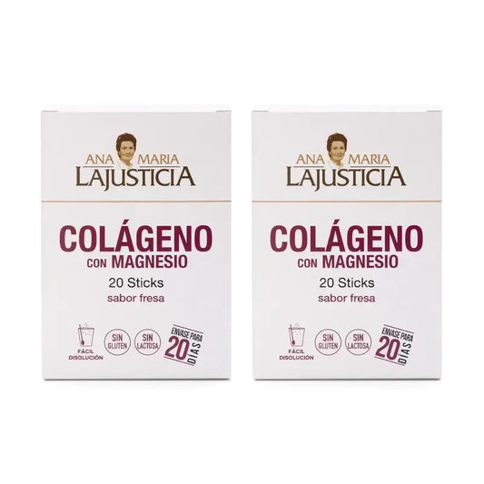 Ana Maria Lajusticia Collagen with Magnesium strawberry flavour, 2x20 sticks