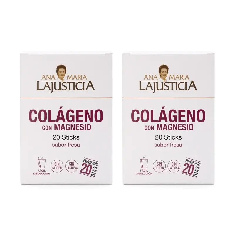 Ana Maria Lajusticia Collagen with Magnesium strawberry flavour, 2x20 sticks