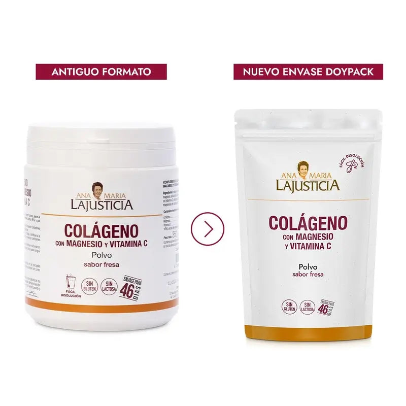 Ana Maria Lajusticia Collagen With Magnesium + Vit.C Strawberry Flavour Powder Doypack, 350 grammes