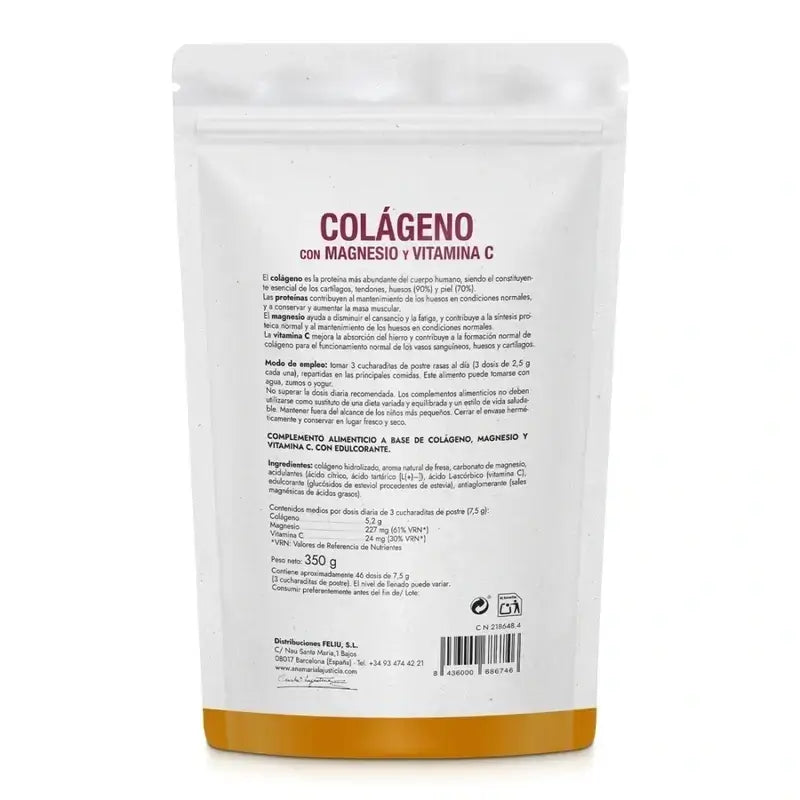 Ana Maria Lajusticia Collagen With Magnesium + Vit.C Strawberry Flavour Doypack , 3x350 grams