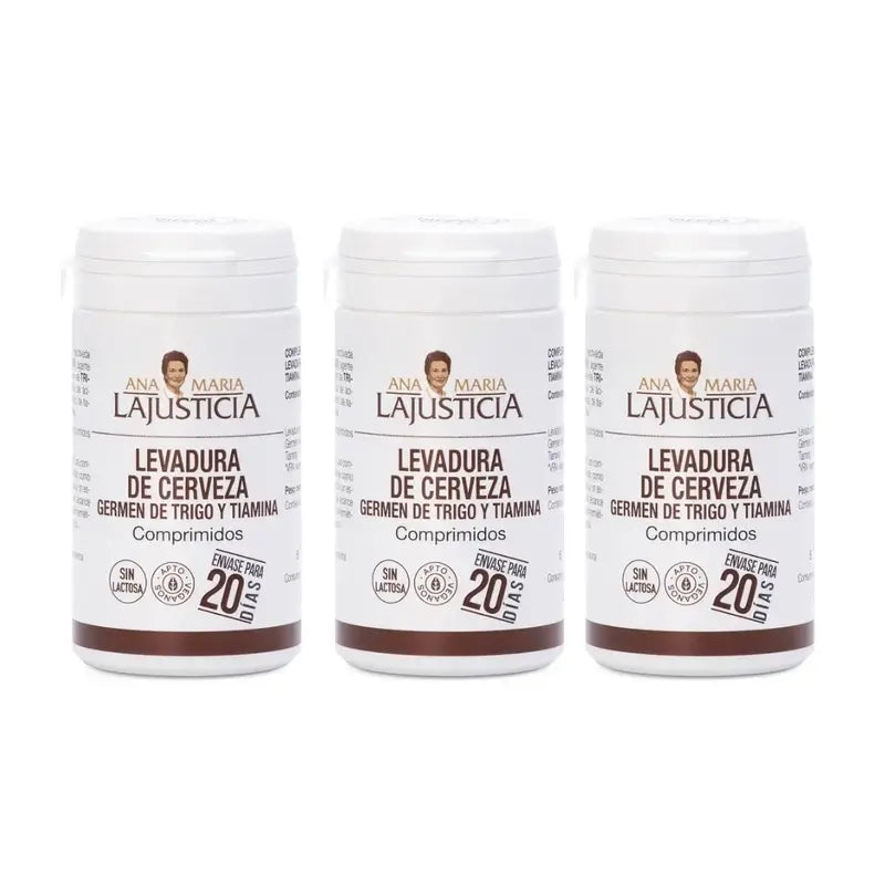 Ana Maria Lajusticia Levure de bière + Germe de blé + Thiamine (B1), 3x80 comprimés