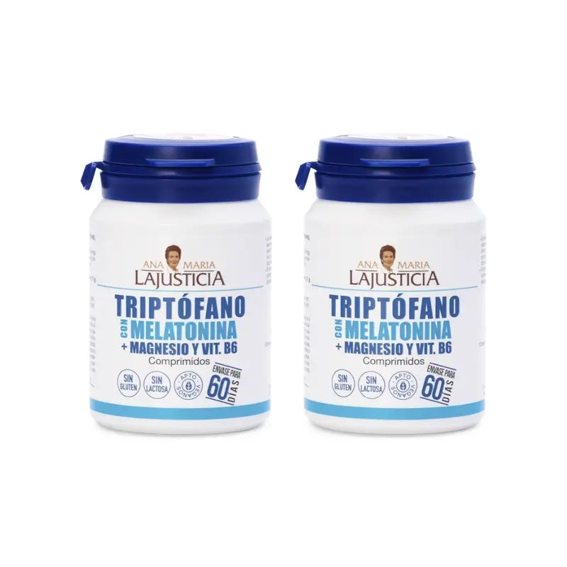 Ana Maria Lajusticia Tryptophane avec Mélatonine + Magnésium et Vitamine B6, 2x60 comprimés